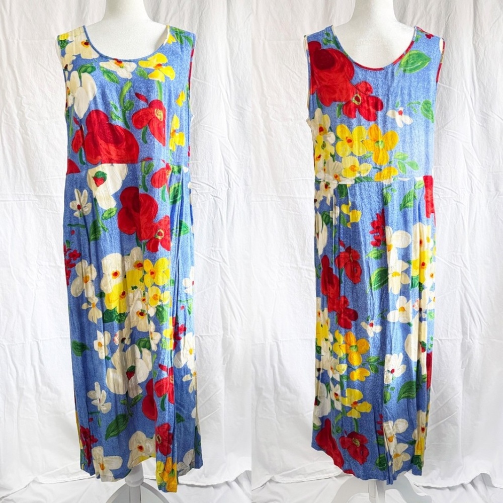 JAMS WORLD JANICE DRESS SUNDRESS Delight Pattern Women's Large Tropical Hawaiian